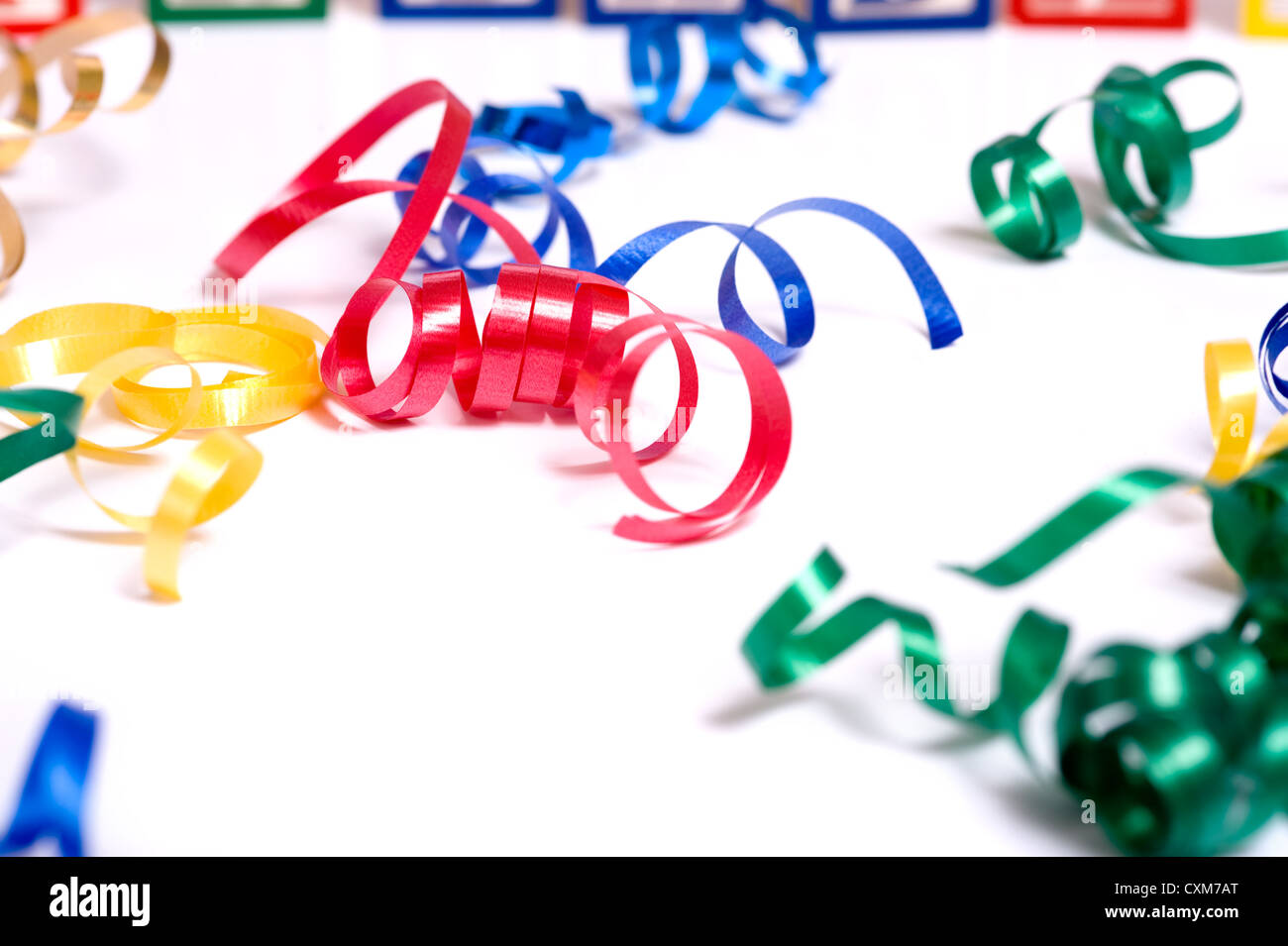 Colorful, curly, ribbon streamers for a birthday party or celebration