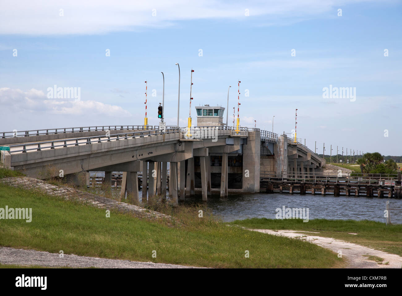 bascule bridge and nasa causeway over the banana river at the Kennedy Space Center Florida USA Stock Photo