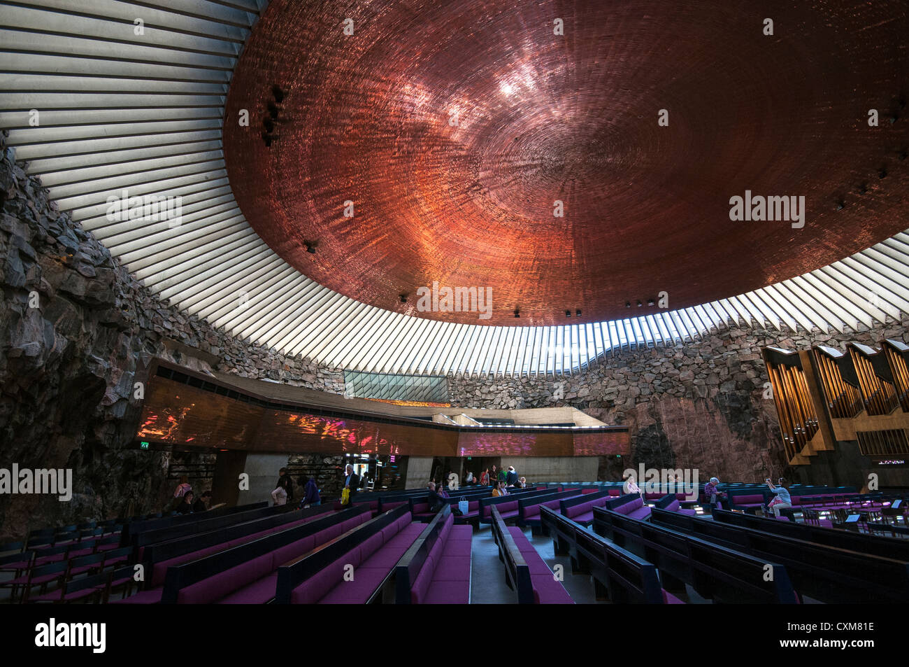 The Temppeliaukio Church in the Töölö neighborhood of Helsinki, Finland Stock Photo