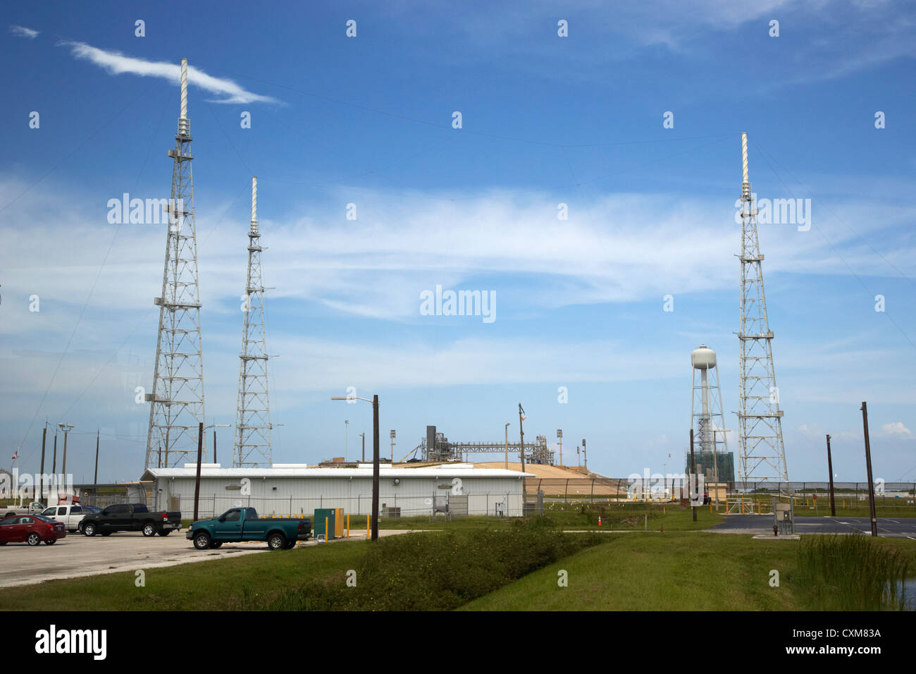launch complex pad 39B with lightning conductors at the Kennedy Space Center Florida USA Stock Photo