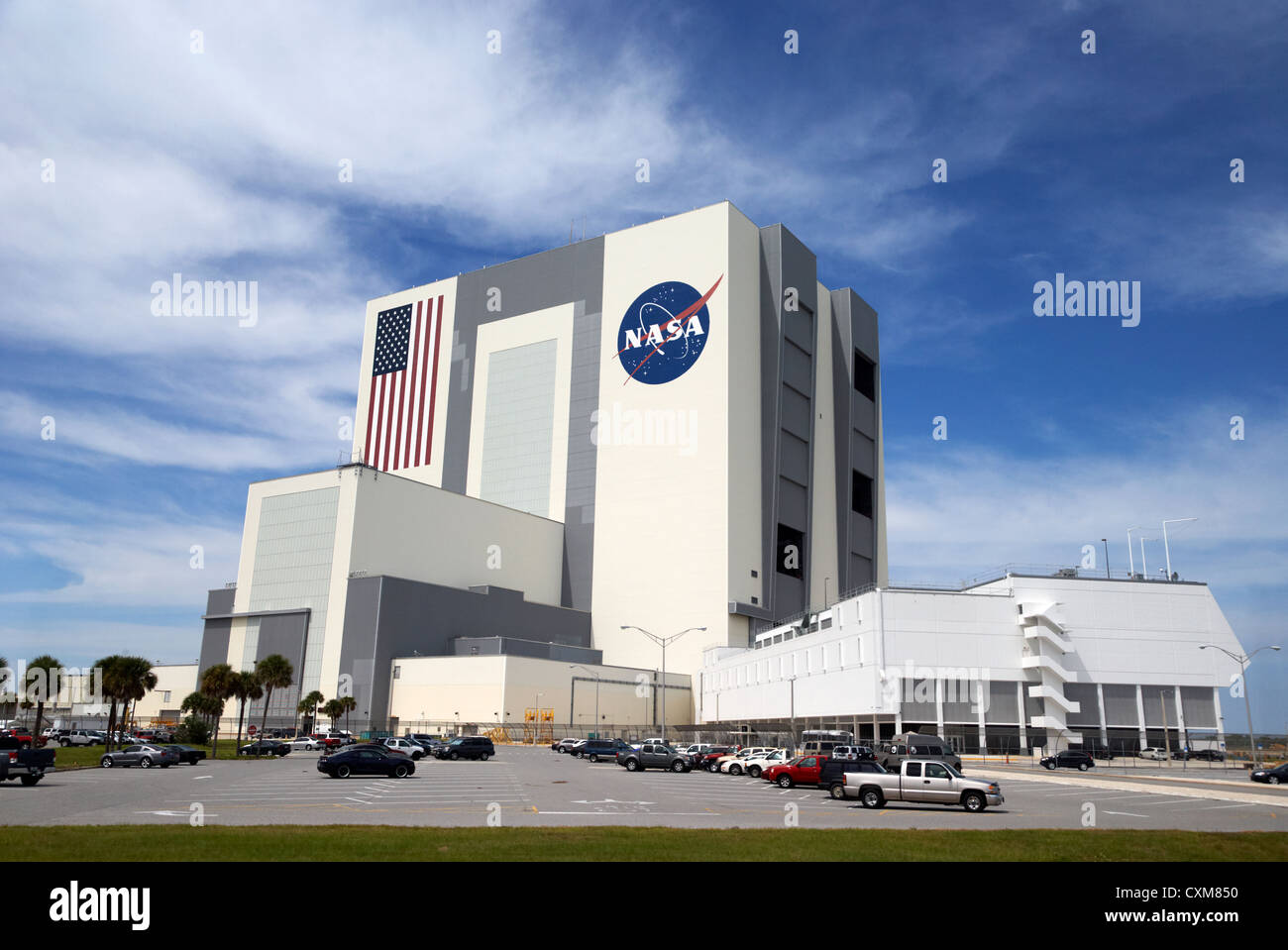 exterior of the vab vehicle assembly building and launch control center Kennedy Space Center Florida USA Stock Photo