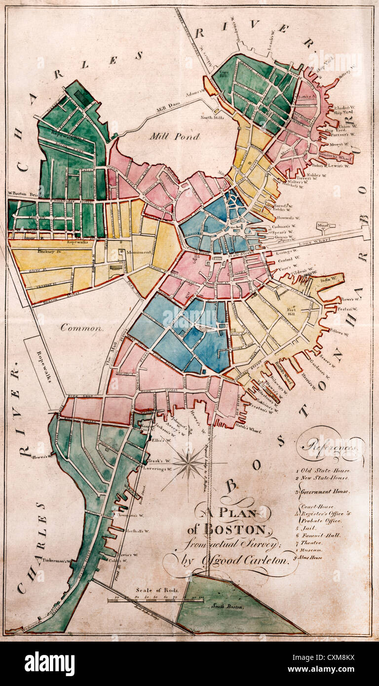 Plan of Boston from survey 1805 Stock Photo