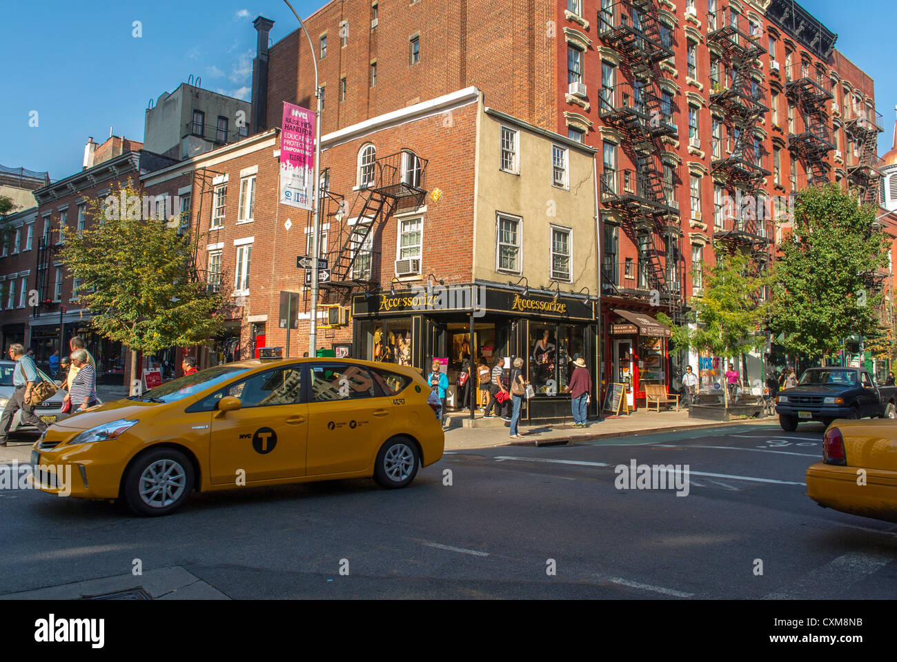 New York City, NY, USA, Street Scenes in Greenwich Village, Yellow Taxi Cabs, ny streets Stock Photo