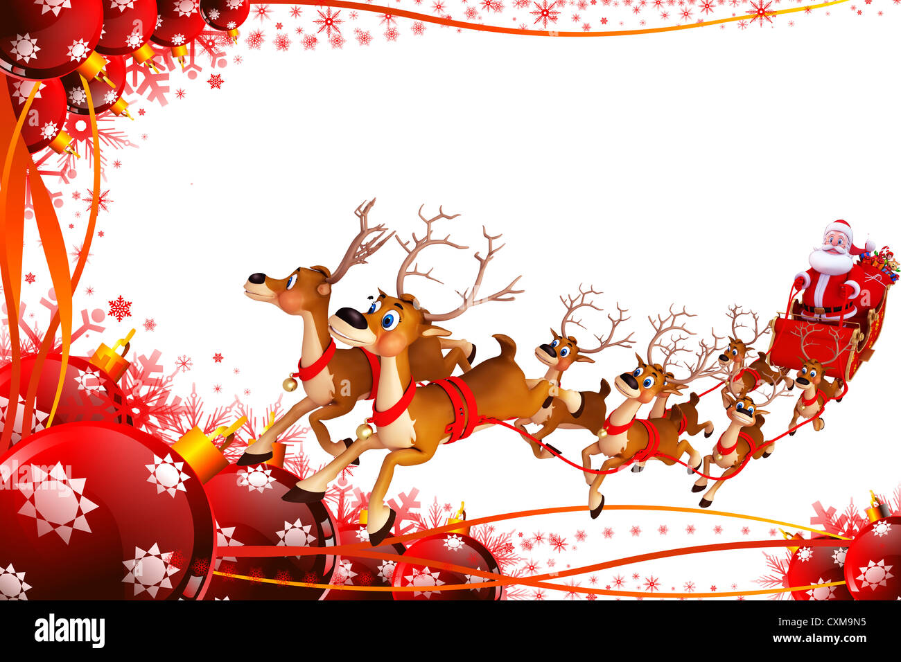 santa claus on red color background with many gifts Stock Photo - Alamy