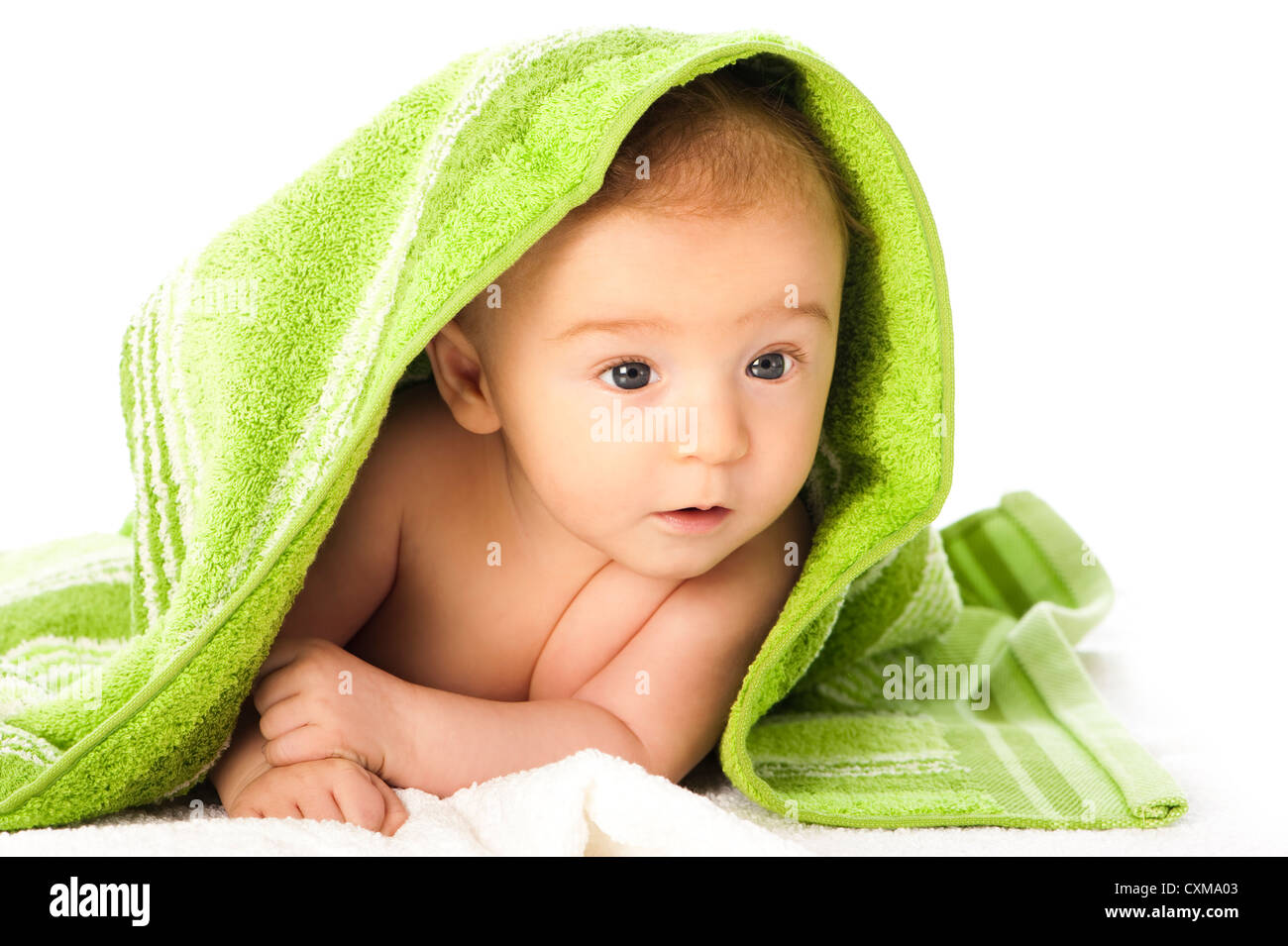 Freshly bathed baby Stock Photo Alamy