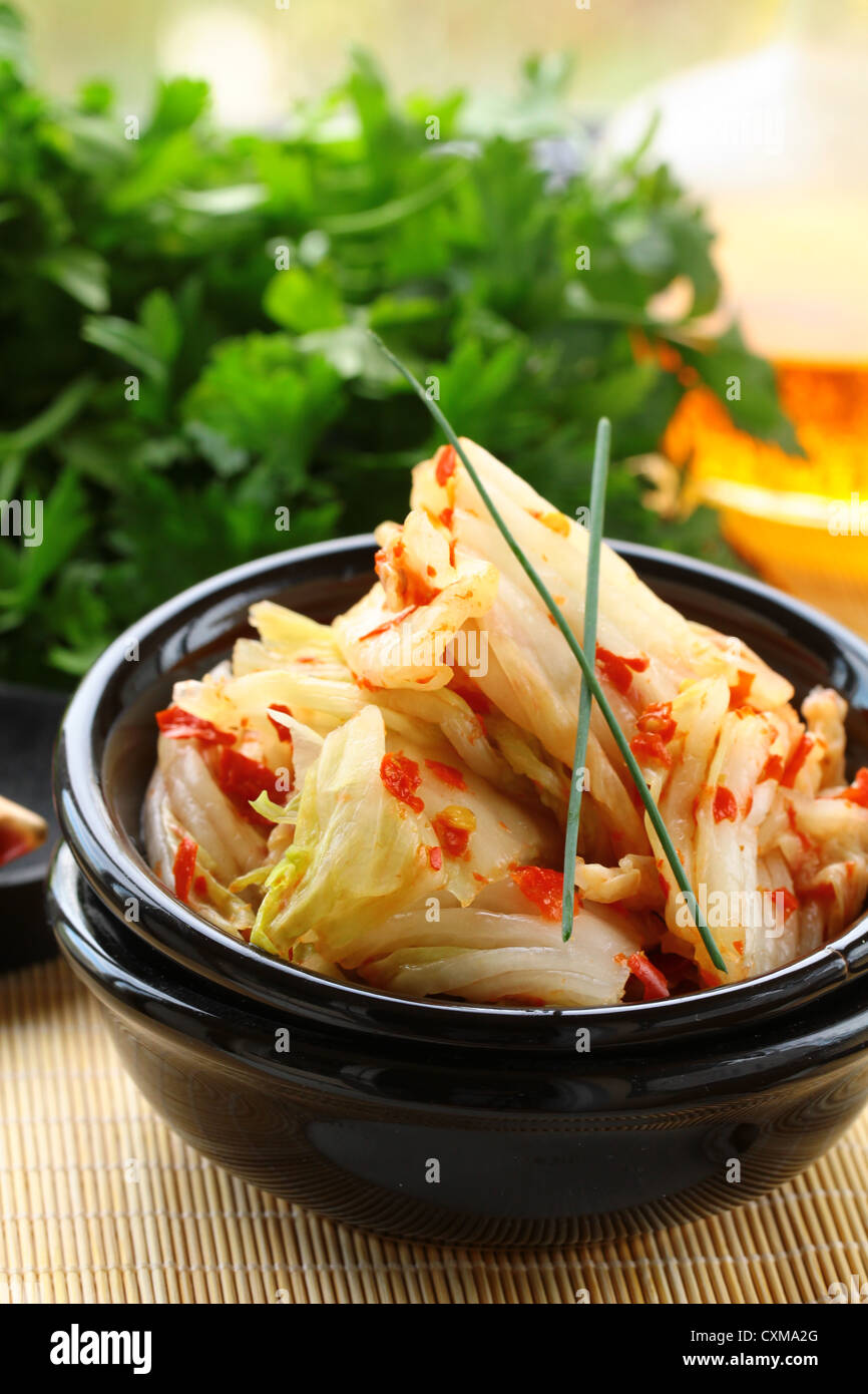Korean cabbage kimchi with hot pepper Stock Photo Alamy