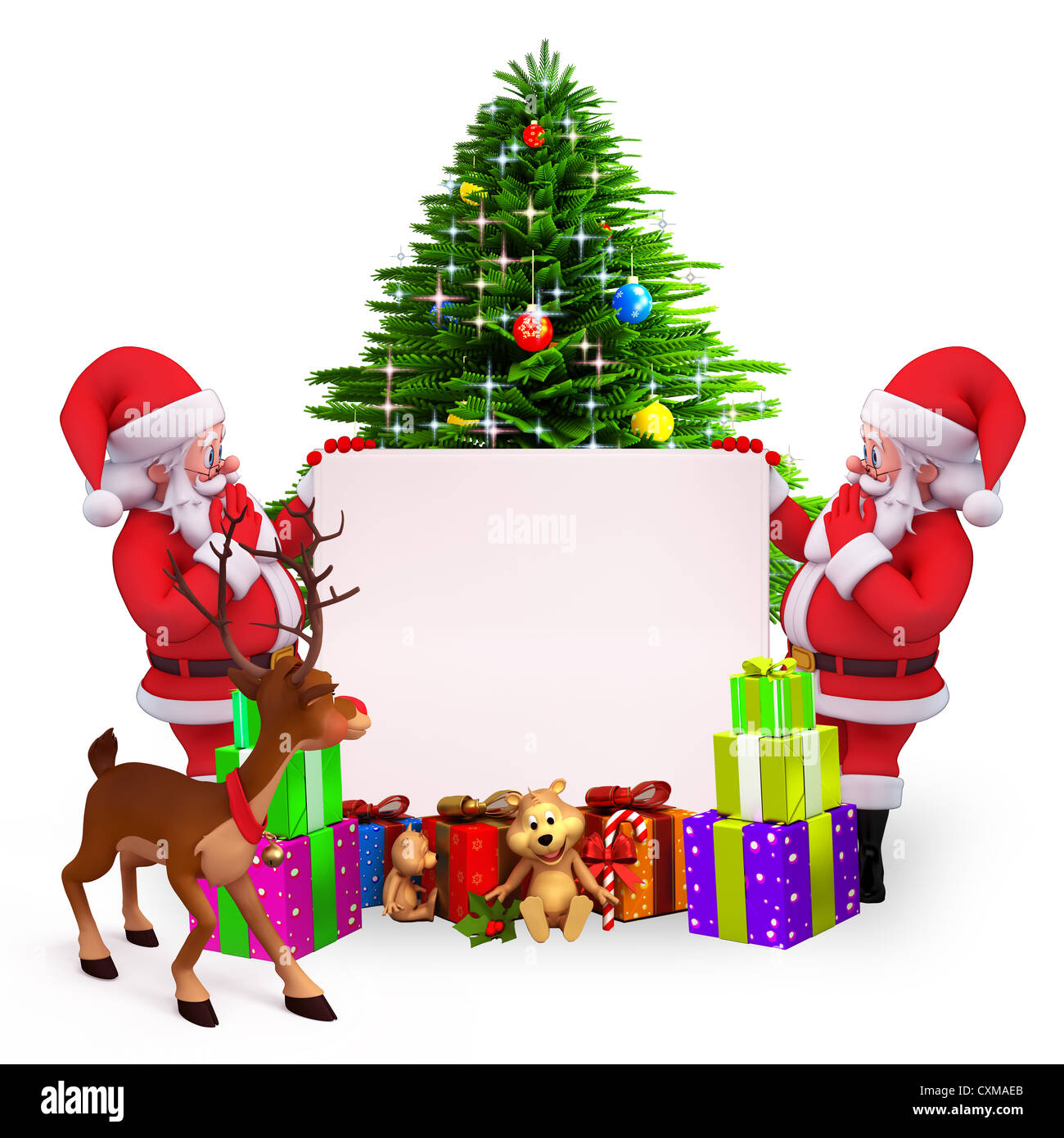 santa claus with big white color sign Stock Photo - Alamy