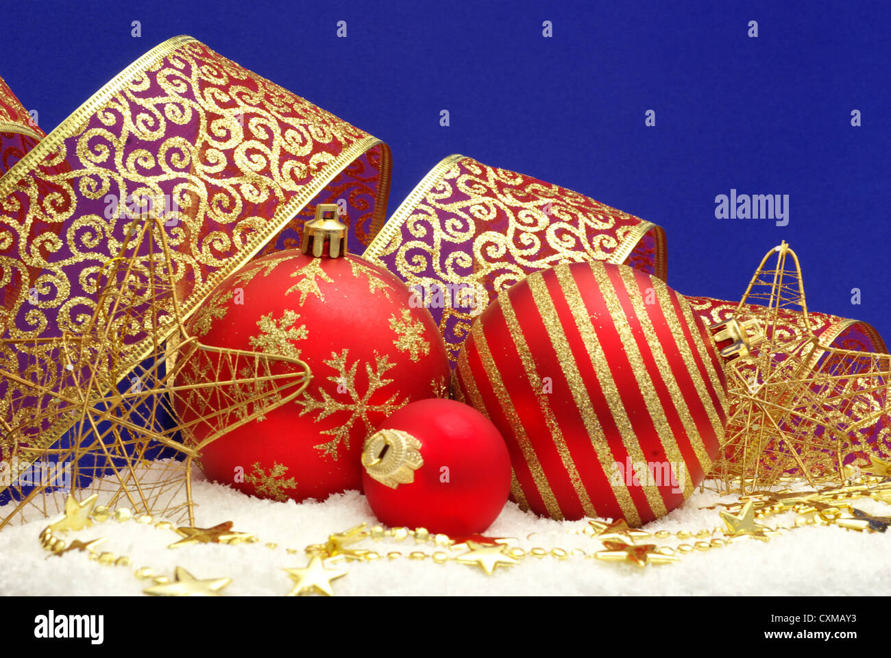 Christmas decoration over blue background Stock Photo