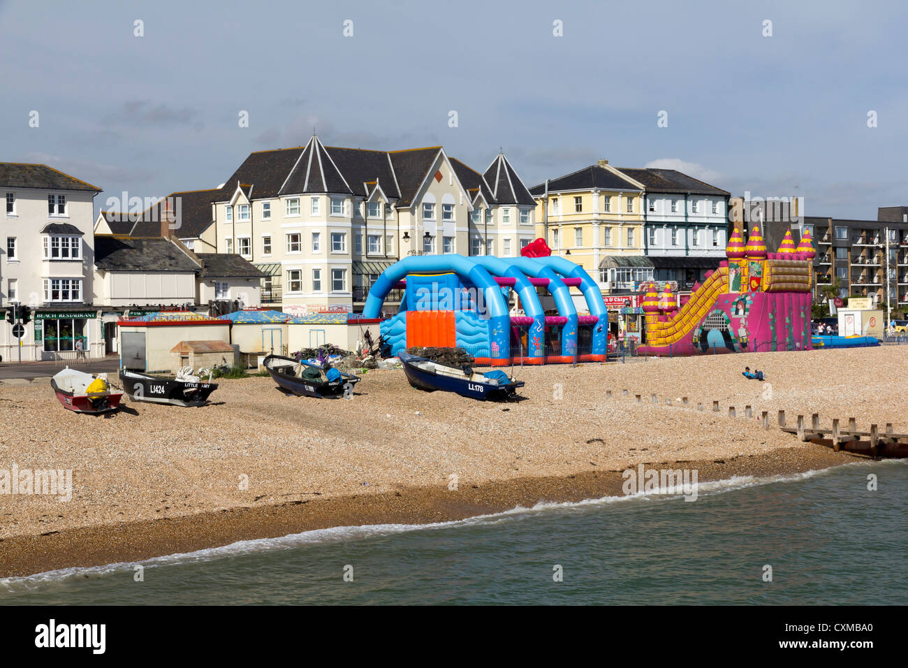 Bognor Regis Beach and seafront seen from the Pier. West Susses England UK Stock Photo