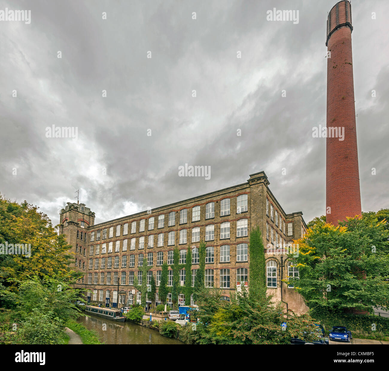 Clarence Mill is a five storey former cotton spinning mill in Bollington, Cheshire, Stock Photo