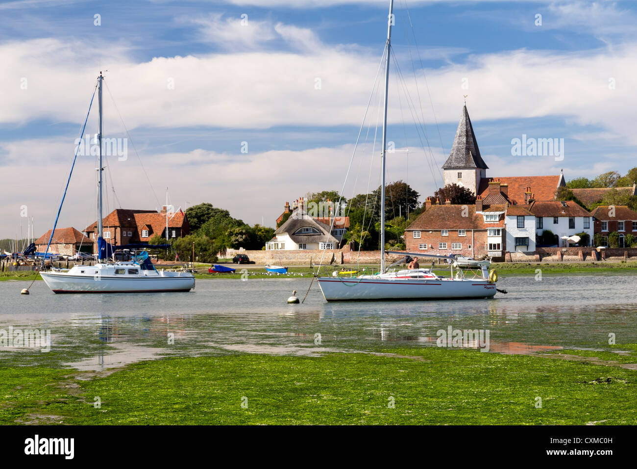 Boats moored at the picturesque village of Bosham West Sussex, England