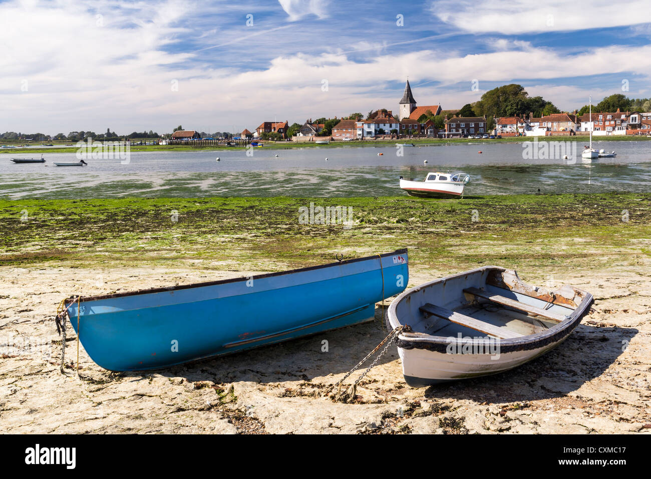 Boats moored at the picturesque village of Bosham West Sussex, England