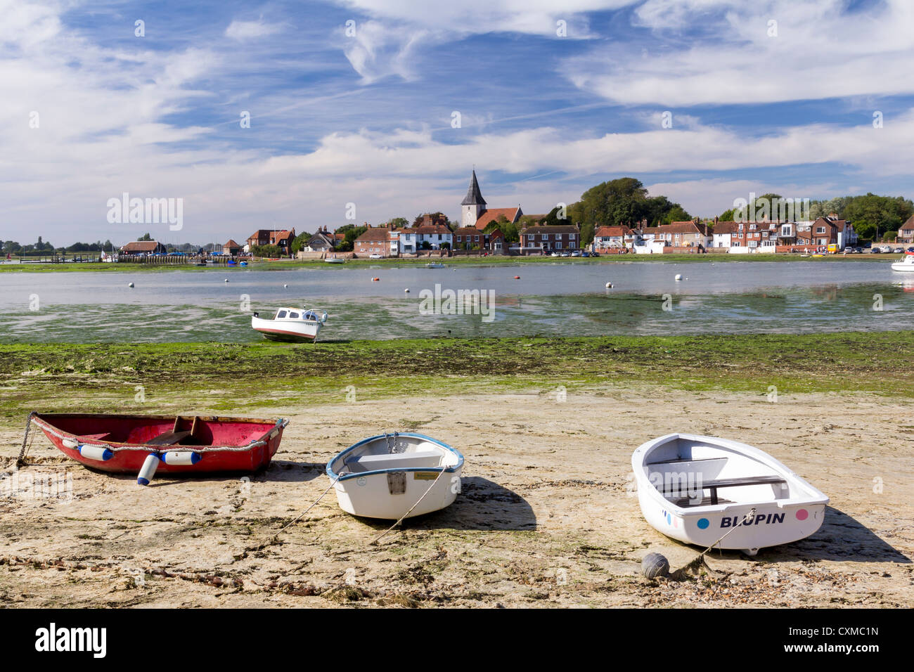 Boats moored at the picturesque village of Bosham West Sussex, England