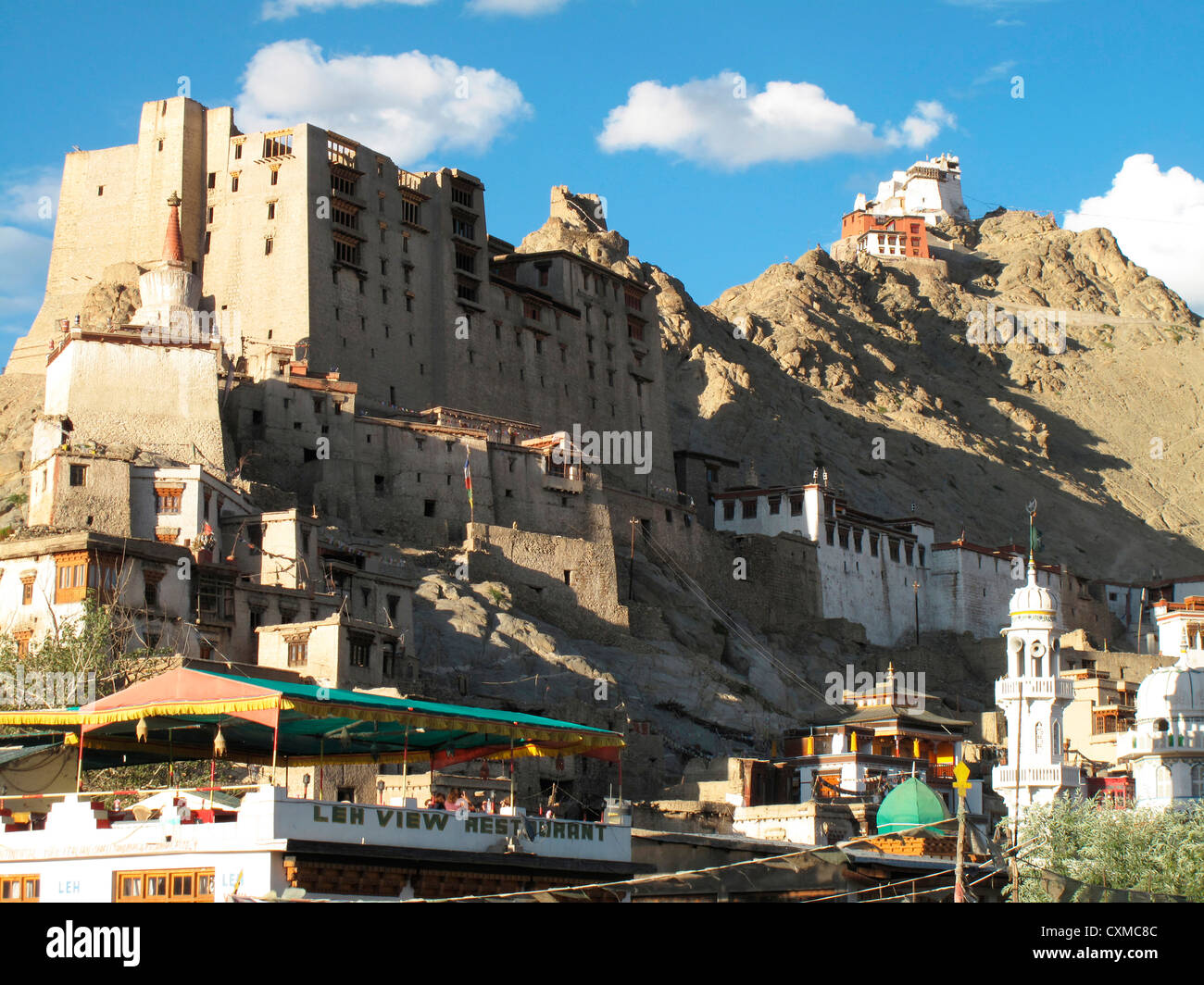 leh, town centre and royal palace, jammu and kashmir, india Stock Photo