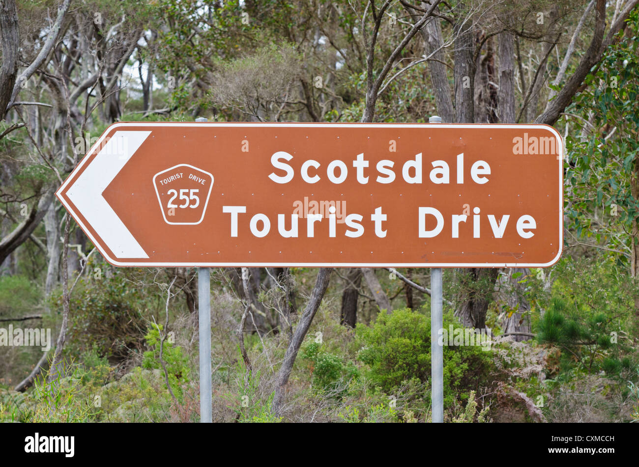 Scotsdale Tourist Drive sign post near Denmark, Western Australia Stock Photo
