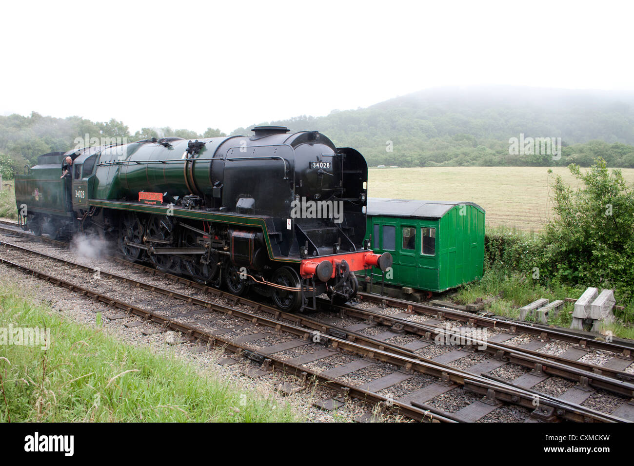 British Rail Southern Region West Country Class Pacific 4-6-2 34028 'Edystone' light engine Stock Photo