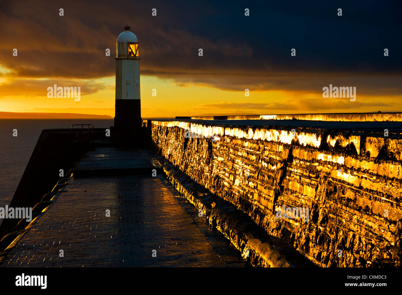 Porthcawl lighthouse, early morning. Stock Photo