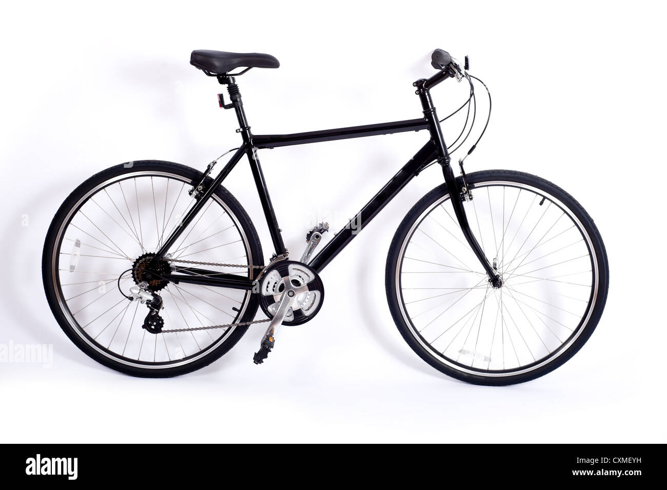 a black men's bicycle on a white background Stock Photo