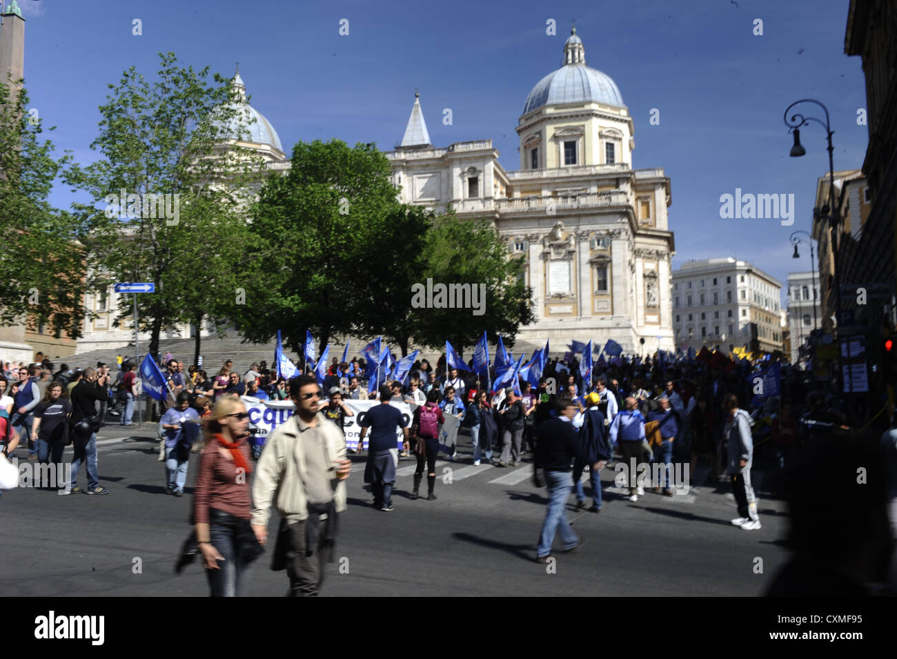 Protests against water privatization in Rome Stock Photo
