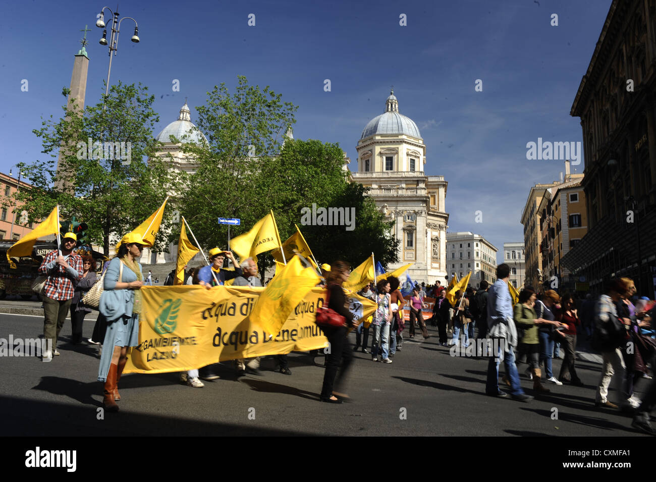 Protests against water privatization in Rome Stock Photo
