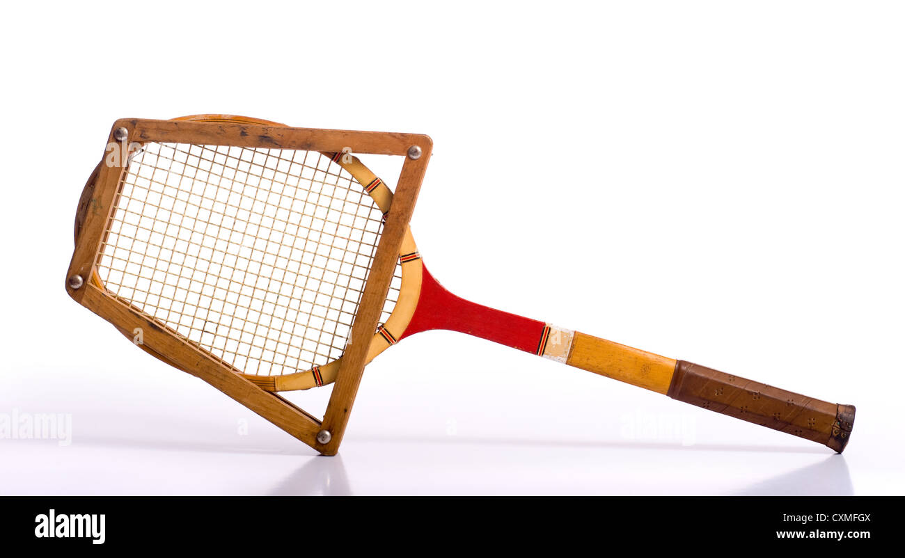 A vintage tennis racket on a white background Stock Photo - Alamy