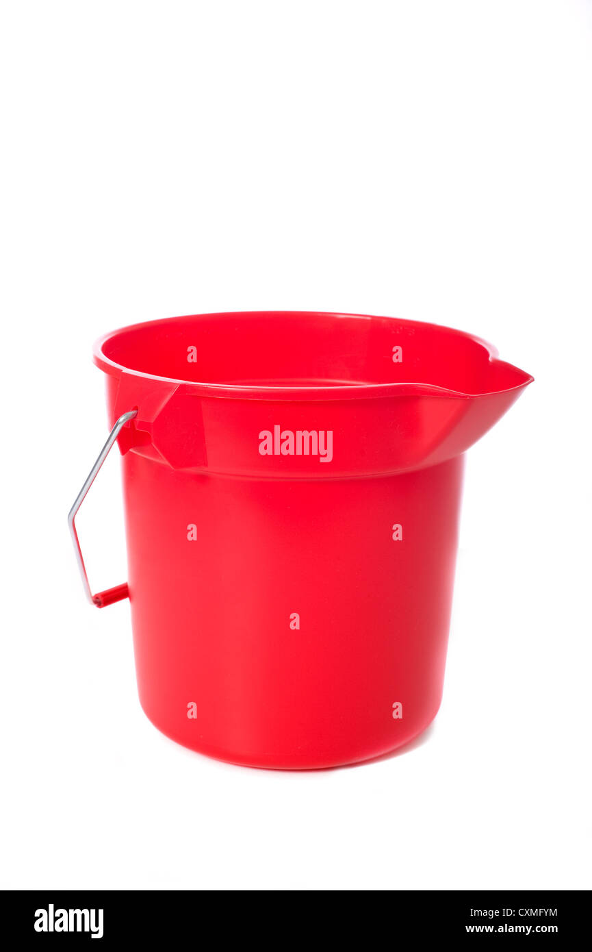A red bucket or pail on a white background Stock Photo Alamy