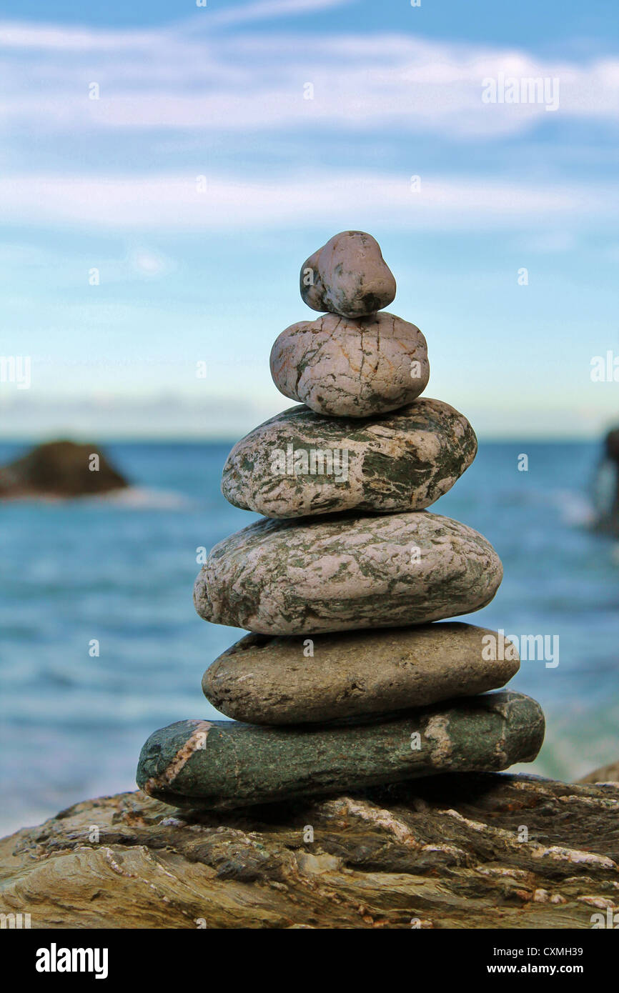 stack,pebbles in cornwall Stock Photo Alamy