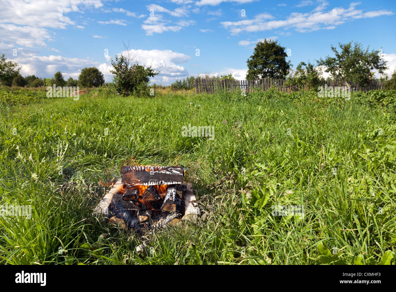 Fireplace on the outdoors Stock Photo
