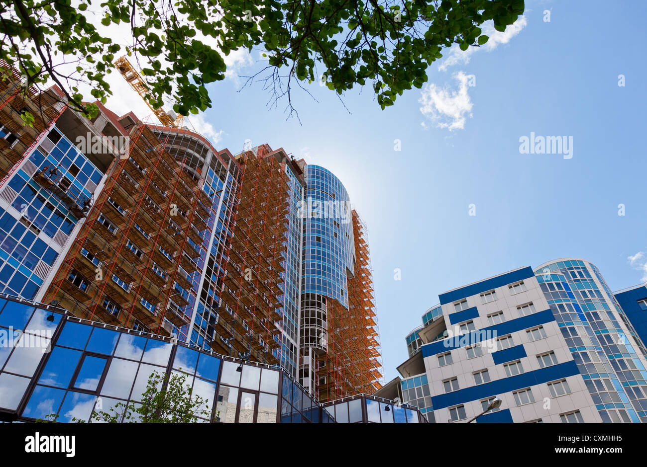 Modern skyscraper on blue sky background in Samara, Russia Stock Photo ...