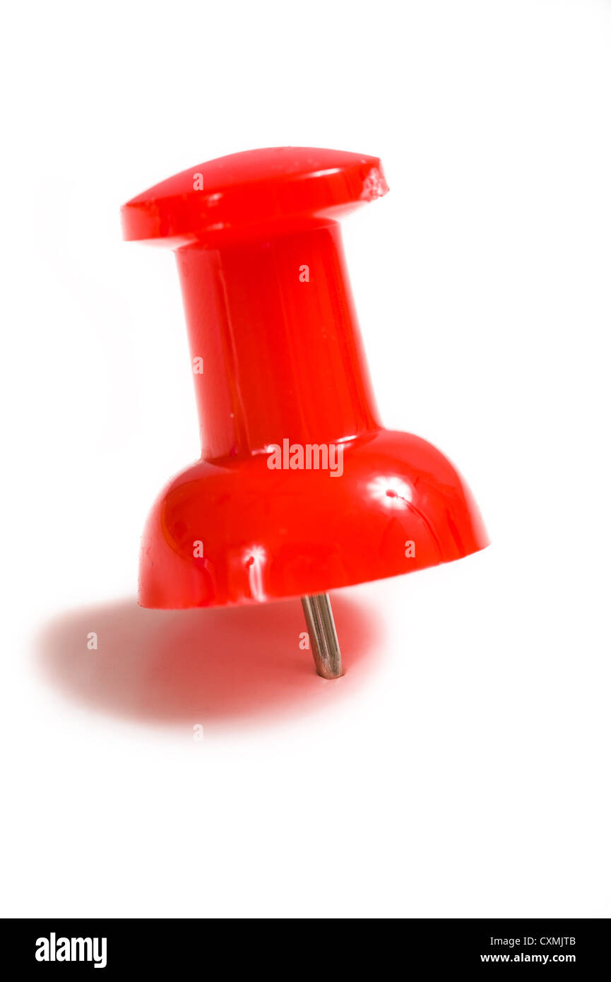 A red stick pin on a white background with copy space Stock Photo Alamy