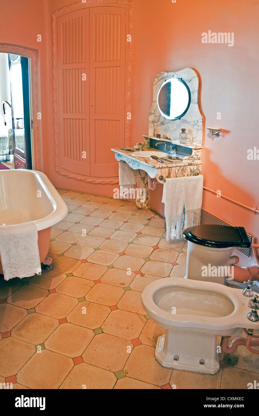 Antoni Gaudi's La Pedrera Museum apartment bathroom Stock Photo