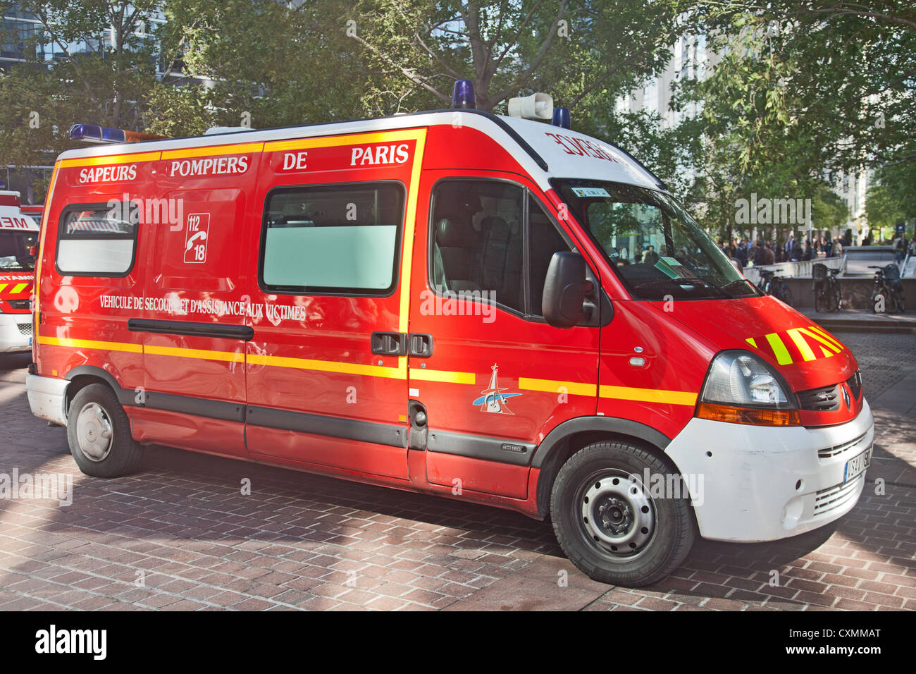 Sapeurs Pompiers de Paris: Vehicule de secours et d'assistance aux victims. Emergency service vehicle Stock Photo