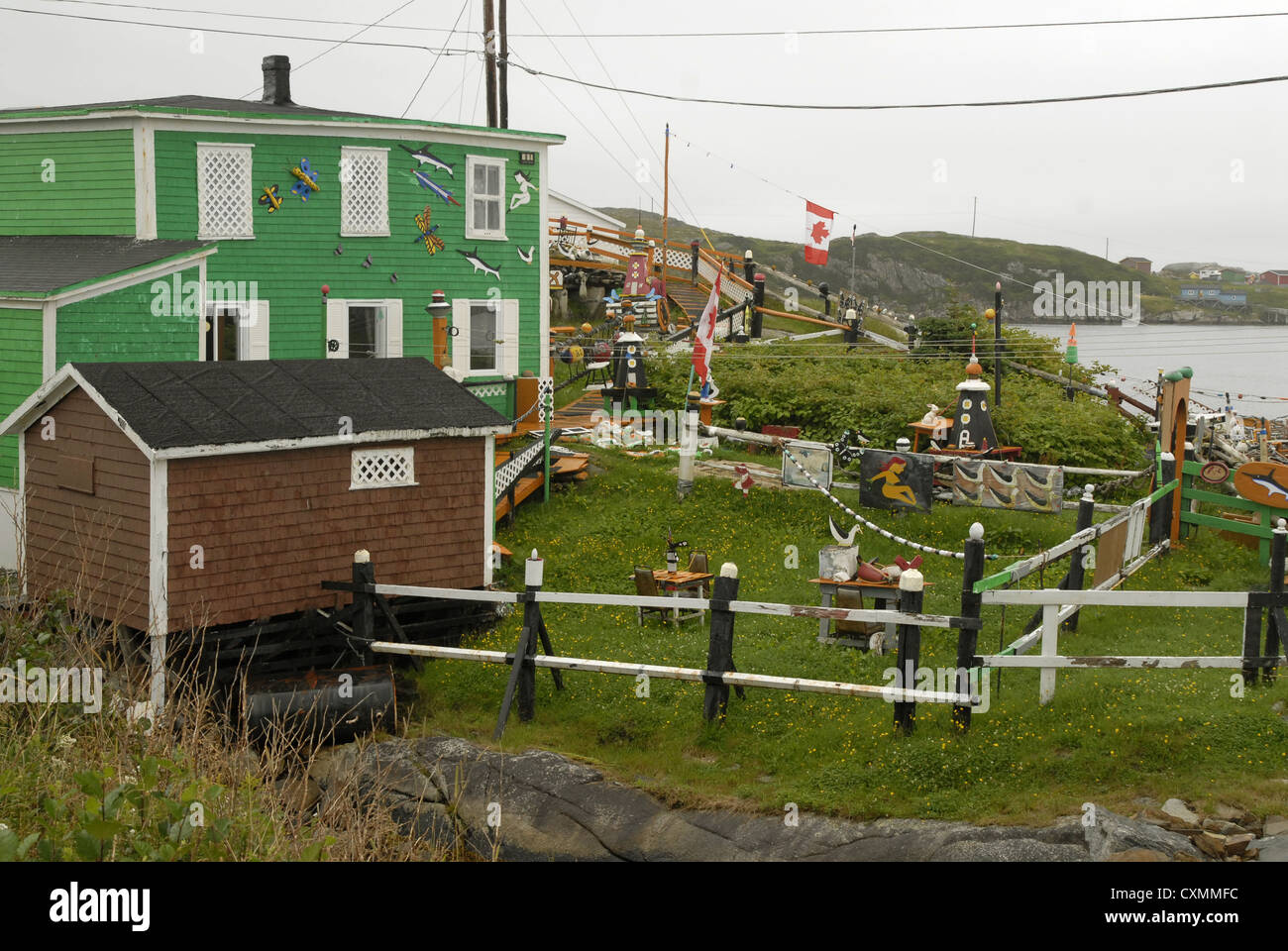 Sculptures in a garden in Rose Blanche, Newfoundland Stock Photo Alamy