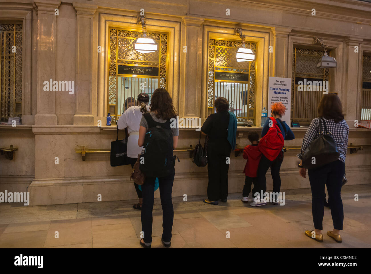 New York, NY, USA, Travelers Buying Tickets at Windows, Grand Central Train Station Building, Manhattan Stock Photo