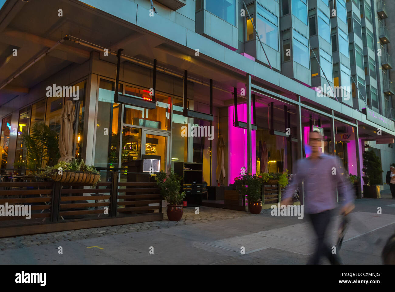 New York, NY, USA, 4 Star, Boutique Hotel, 'Hotel Gansevoort', in the 'Meatpacking District' , Night Stock Photo