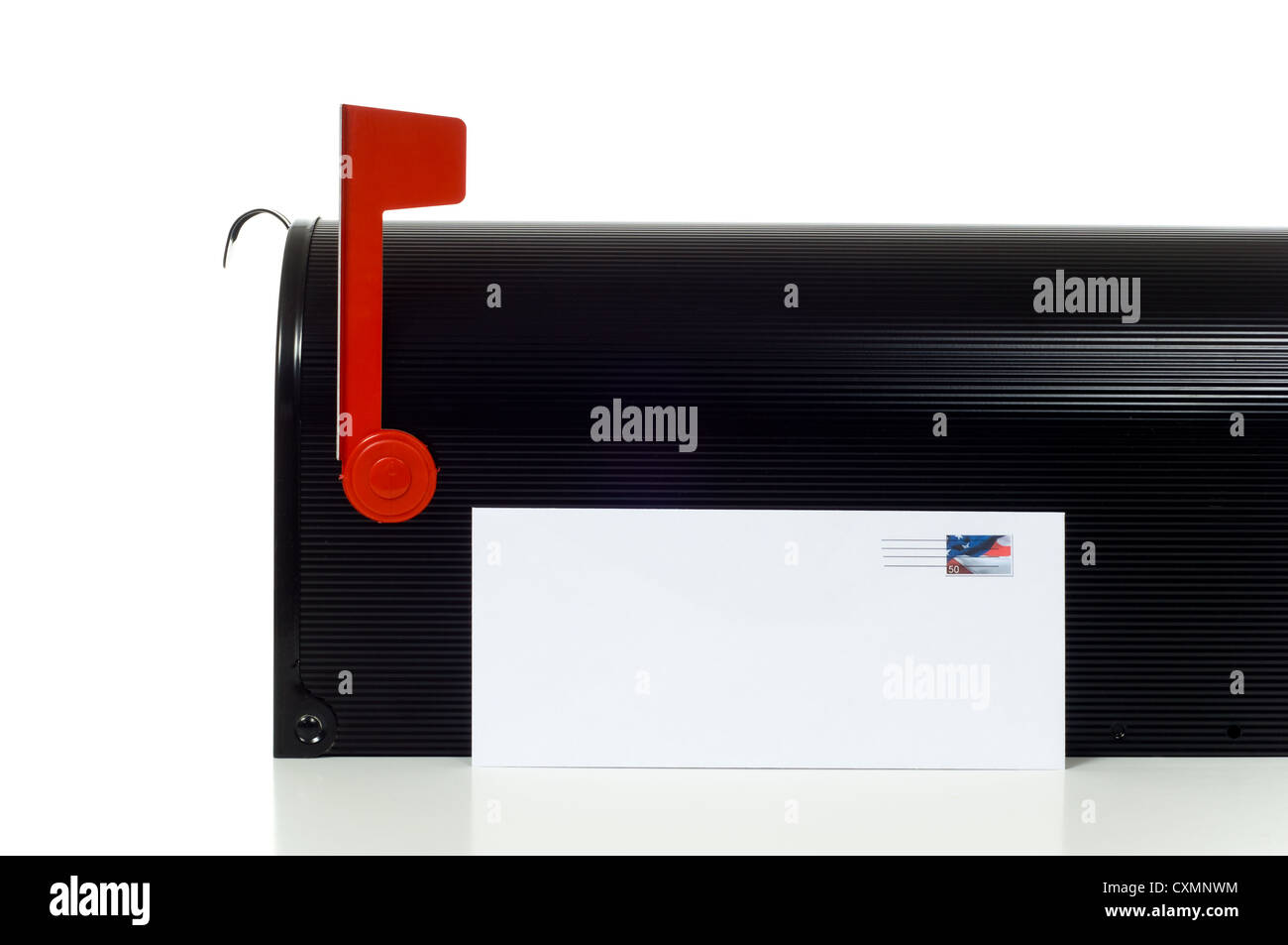 Black mailbox with envelope and copy space Stock Photo Alamy