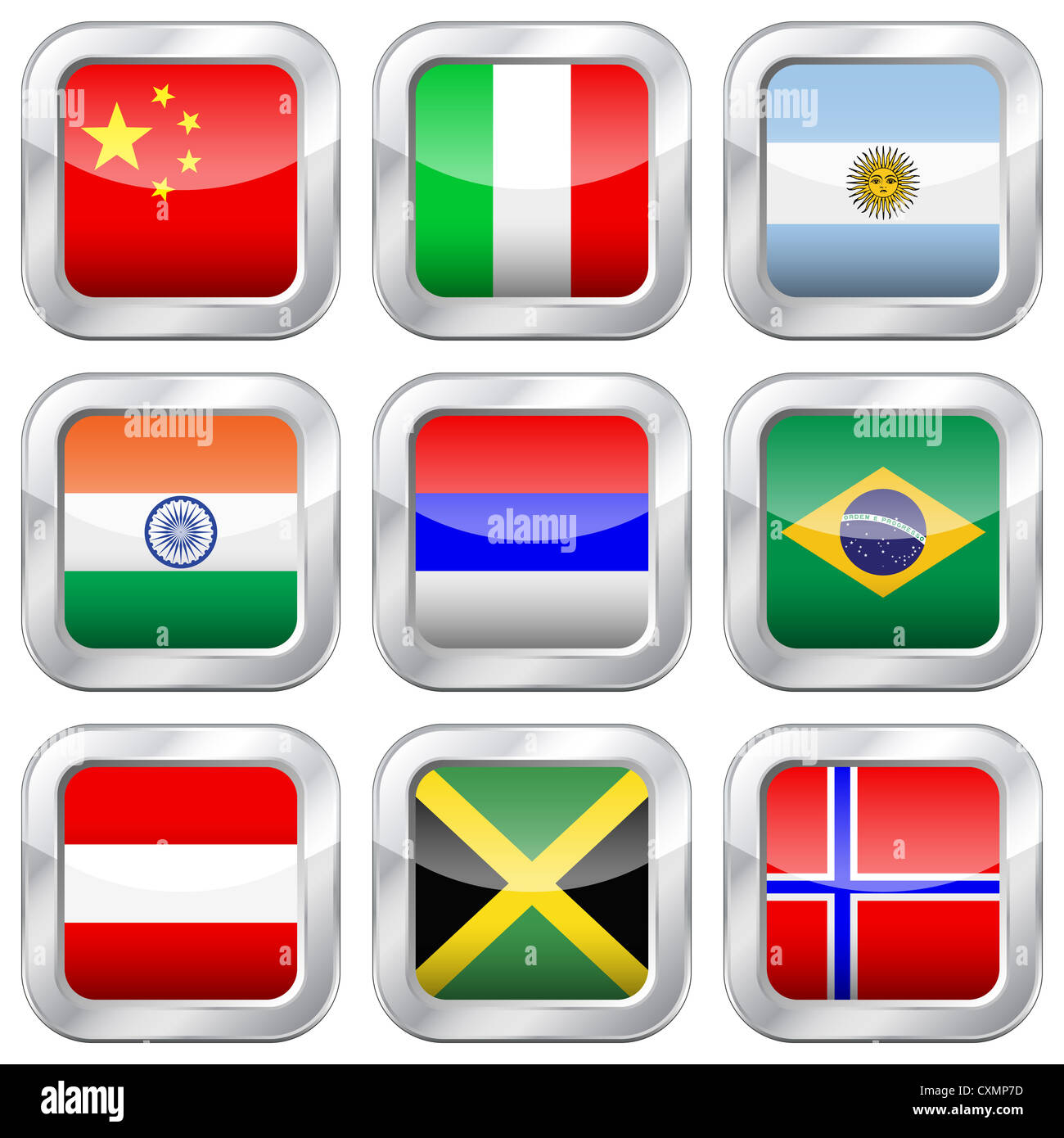 National flag button set on a white background Stock Photo - Alamy