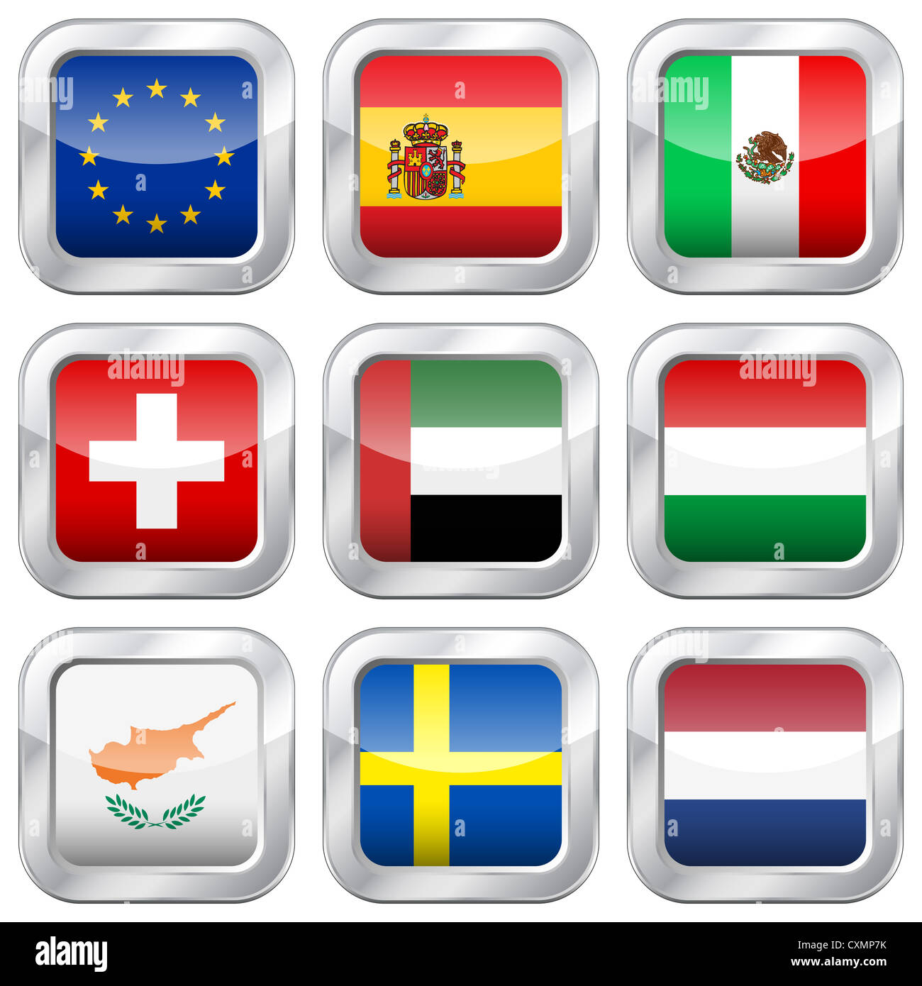 National flag button set on a white background Stock Photo - Alamy