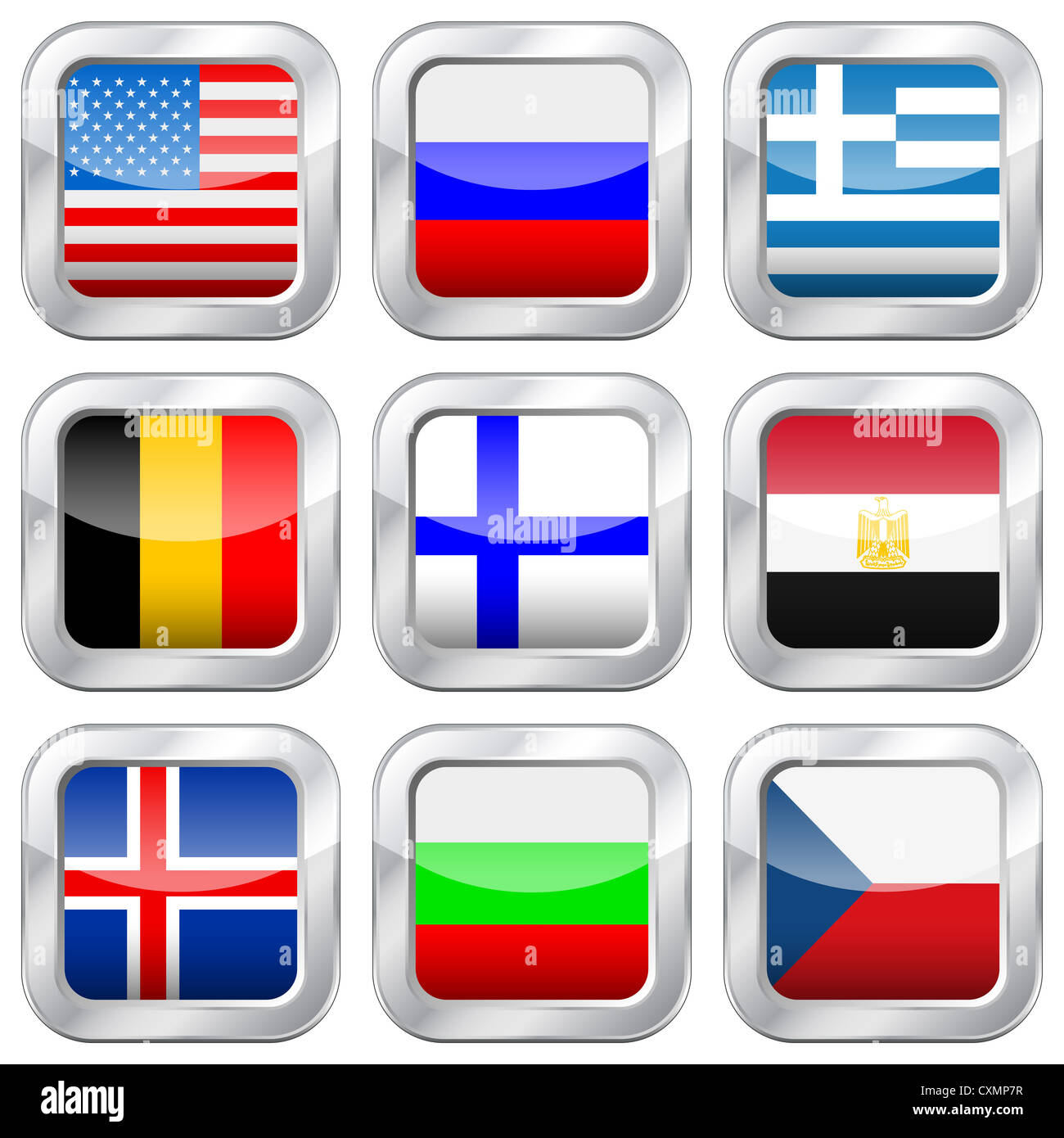 National flag button set on a white background Stock Photo - Alamy