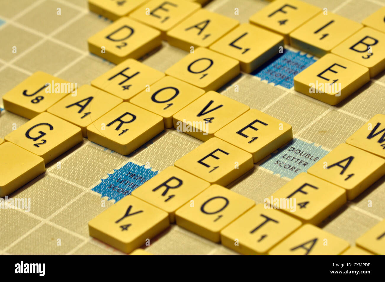 A game of Scrabble in progress UK Stock Photo - Alamy