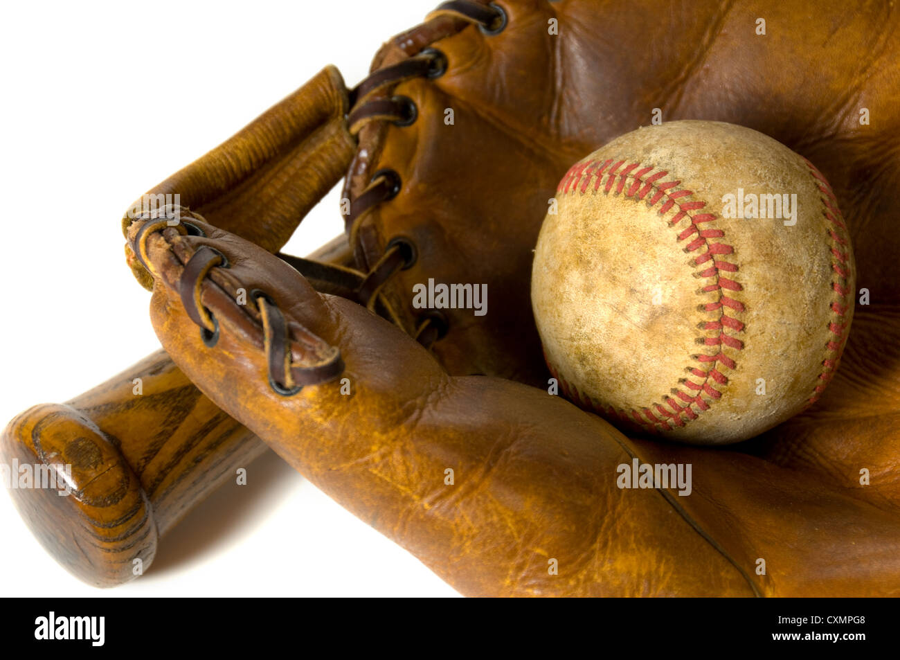 Antique baseball glove ball bat hi-res stock photography and images - Alamy