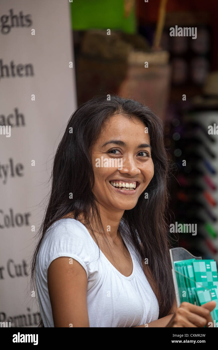 Smiling Woman in Kuta on Bali Stock Photo