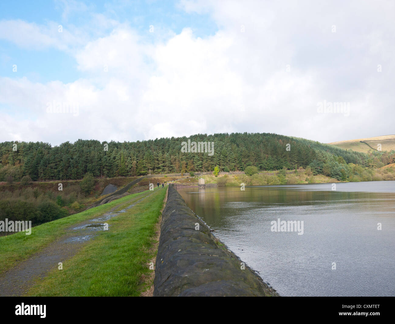 Ogden Reservoir and dam wall Piethorne Valley, Milnrow, Rochdale