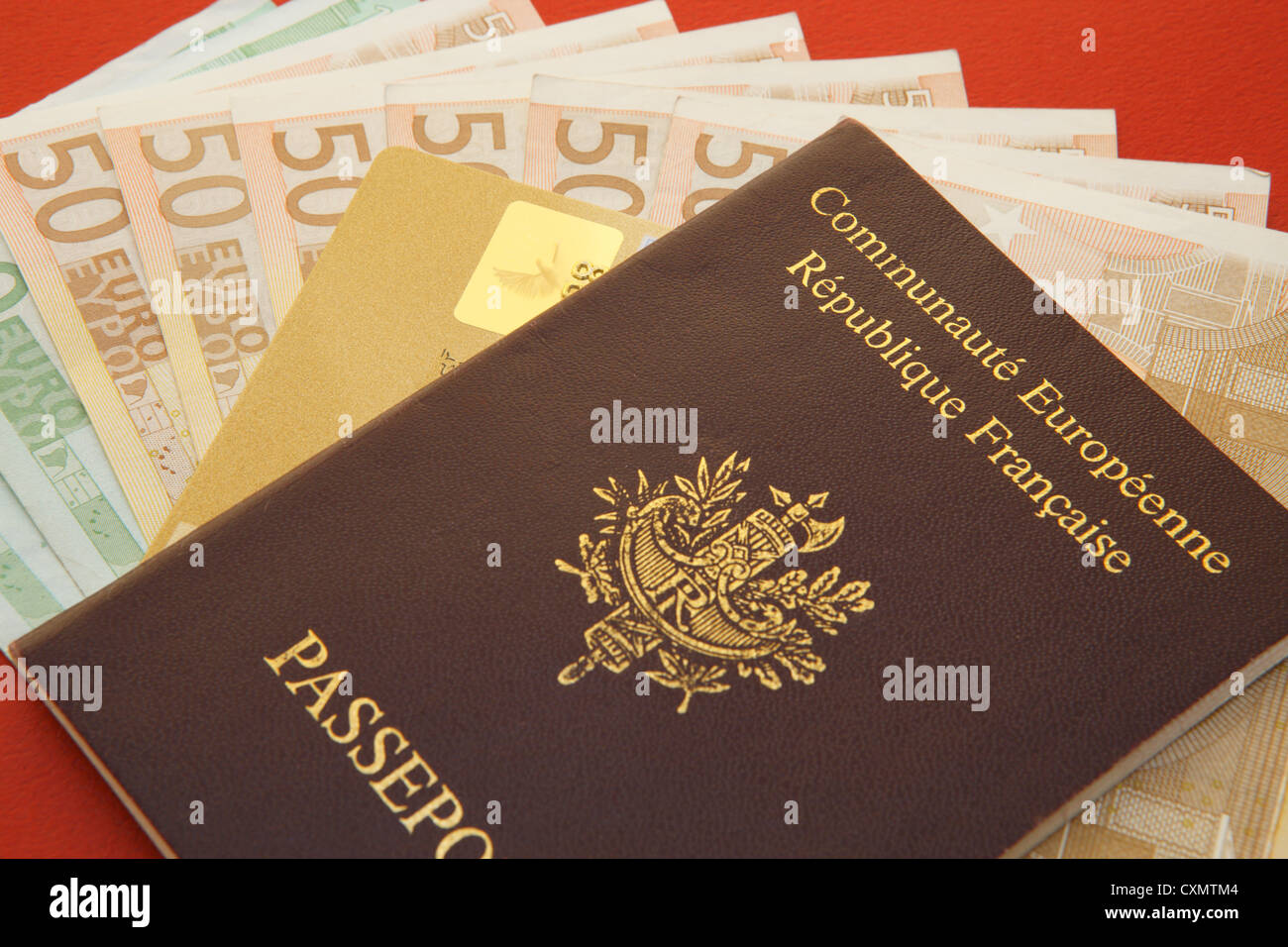 Passport with Visa Premier and Euro notes Stock Photo - Alamy