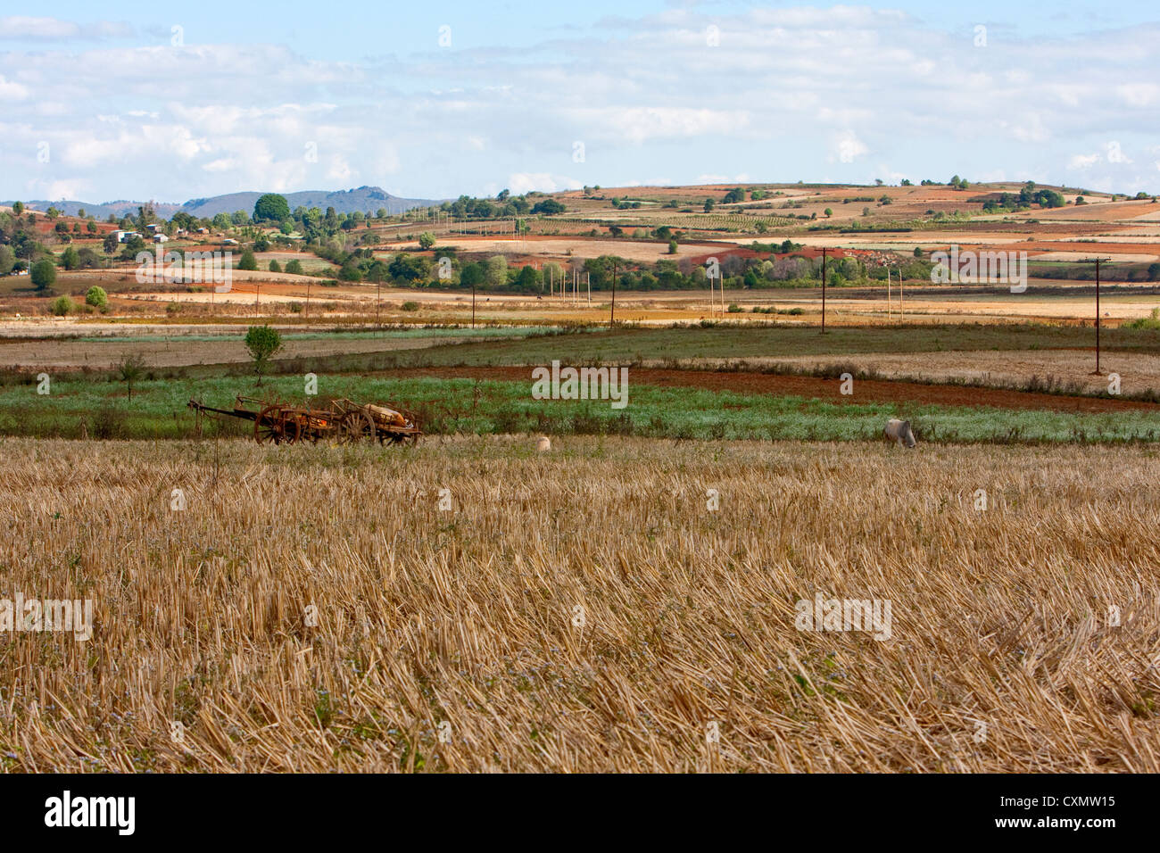 Myanmar, Burma. Farmland on the Shan Plateau, in Shan State. Stock Photo