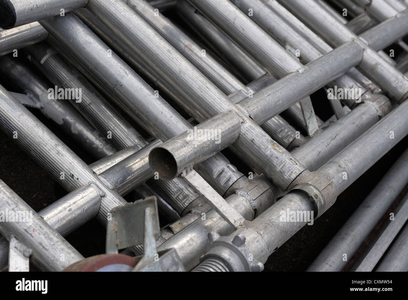 mobile scaffold towers in a yard england uk Stock Photo