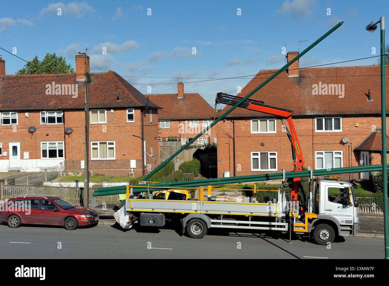 streetlight installation on a uk housing estate nottingham england