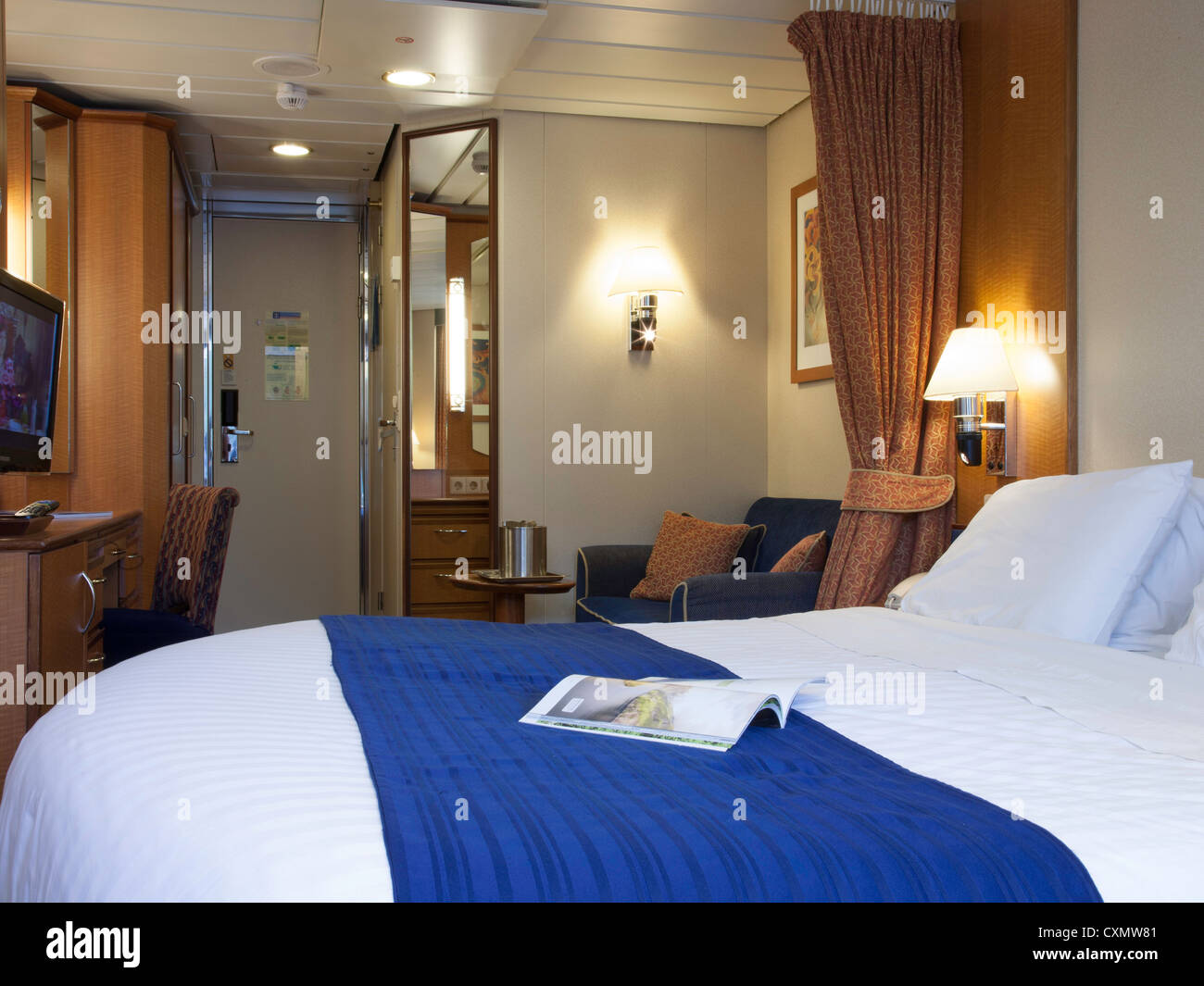 Stateroom Cabin On Radiance Of The Seas Cruise Ship Stock Photo