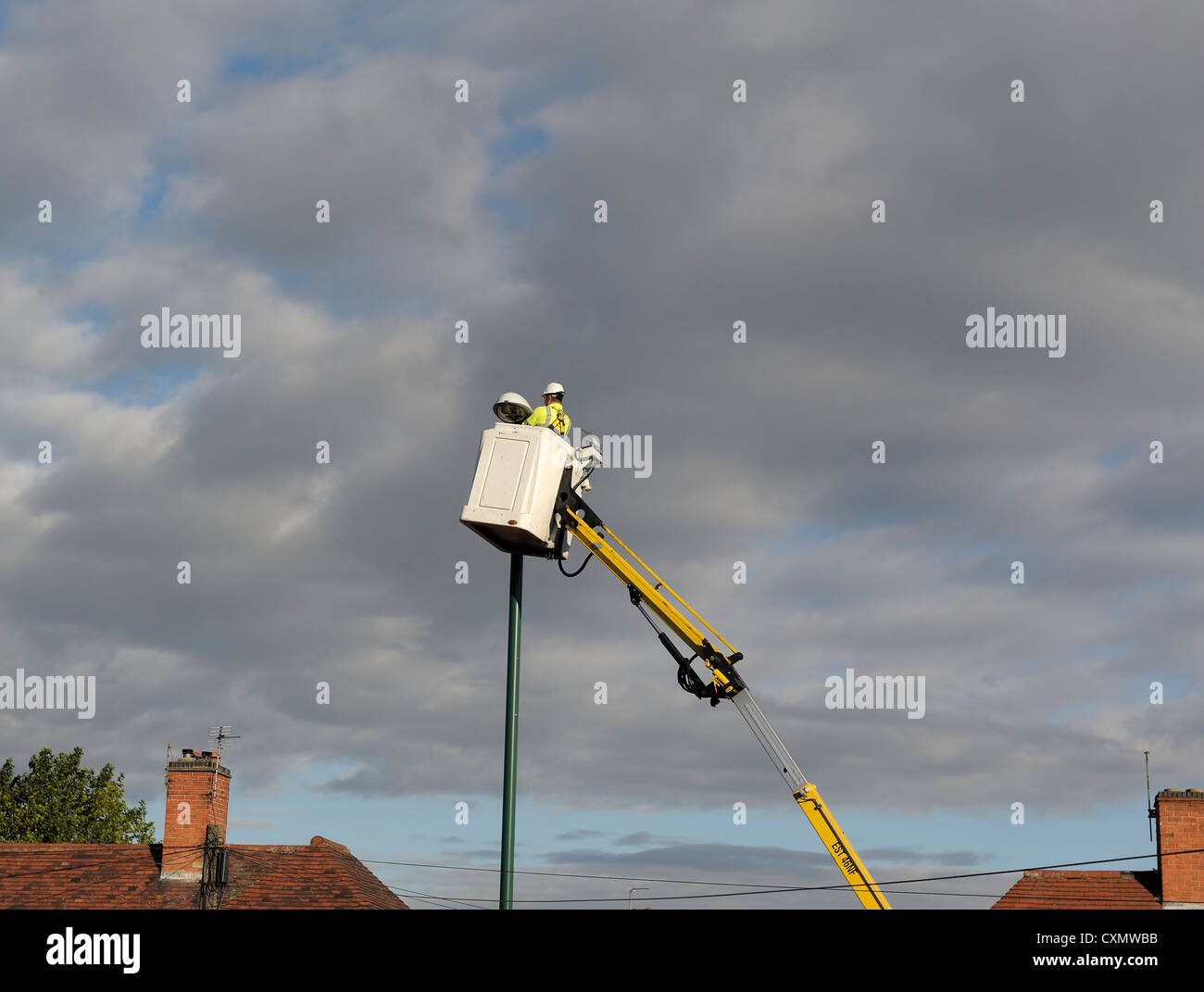 streetlight installation on a uk housing estate nottingham england
