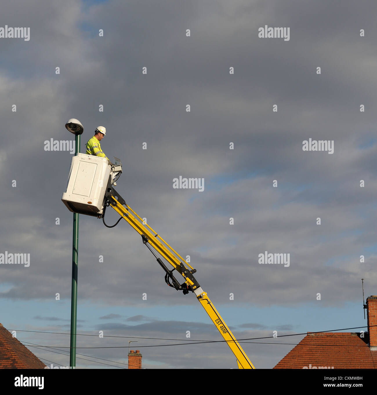 streetlight installation on a uk housing estate nottingham england